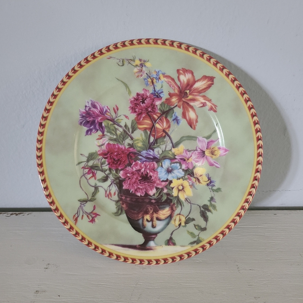 I. Godinger 1855 Email de Limoges decore L Marino Floral Plate
